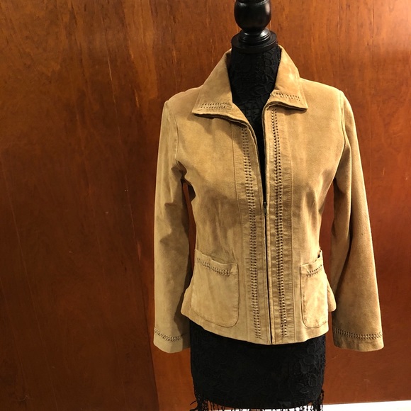 Leather Suede Zip Jacket with Pockets and Detail - Picture 4 of 8